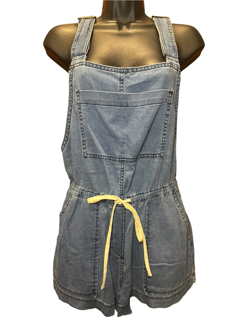 Wilfred Light Blue Denim Romper with Drawstring